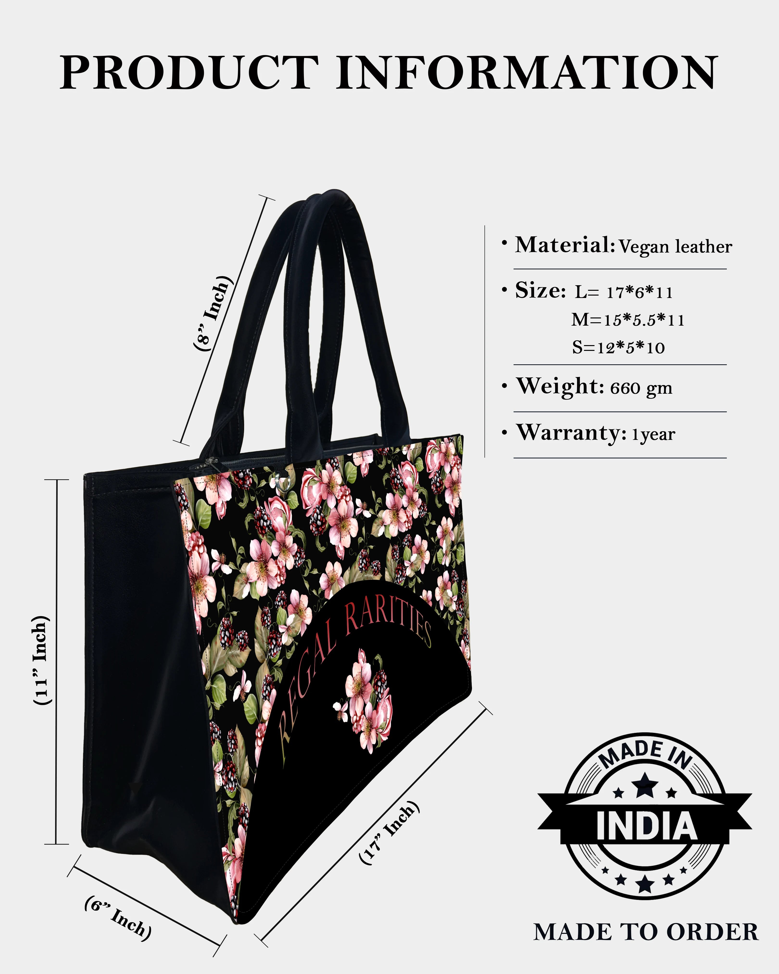 Twilight Blackberry Blossom Customized Tote Bag – Bold, Botanical & Bespoke