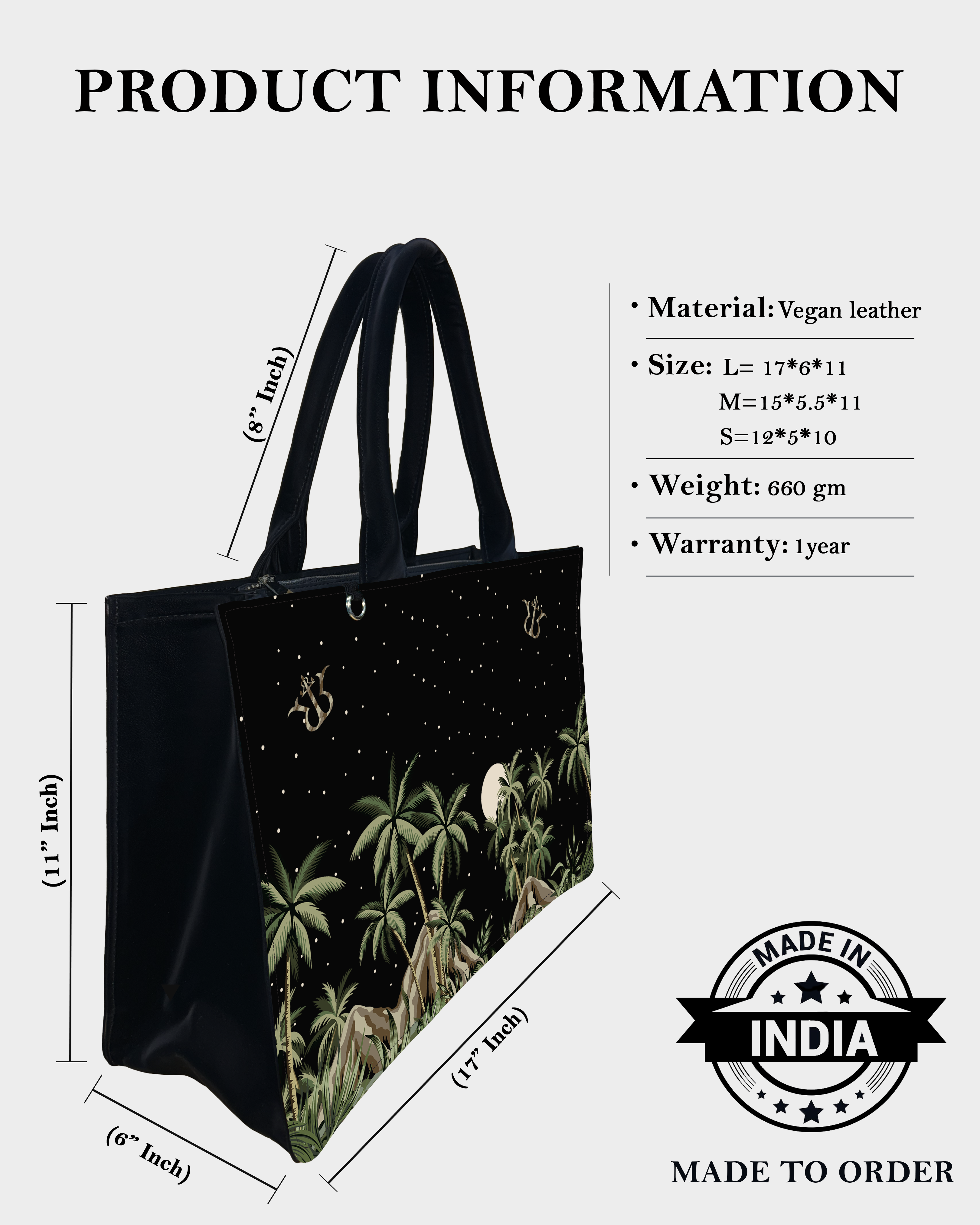 Palm Grove Under the Moon Designer Tote Bag –  Wild Nature Night Scene