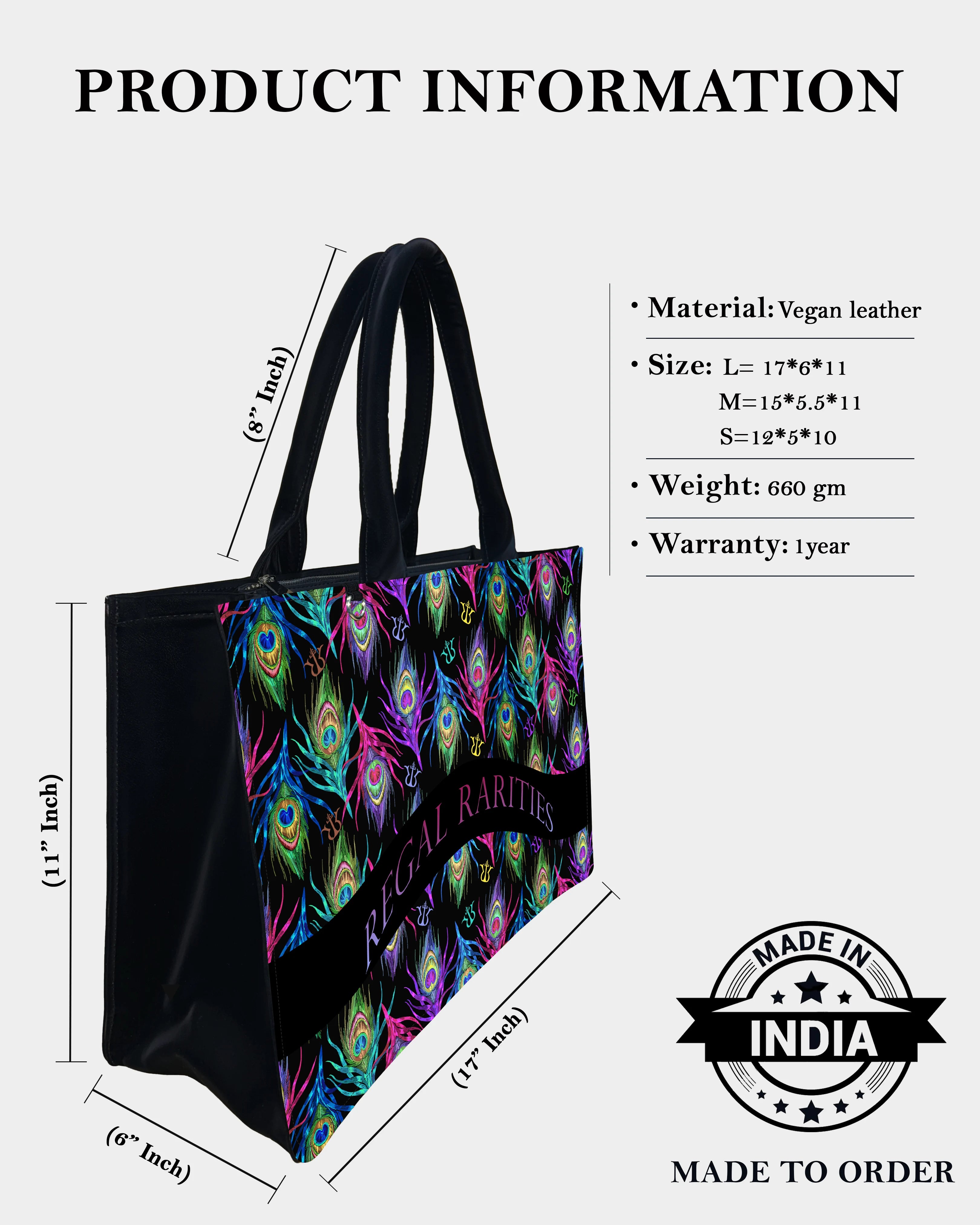 Ethnic Peacock Feather Customized Tote Bag – Elegant Festival Look